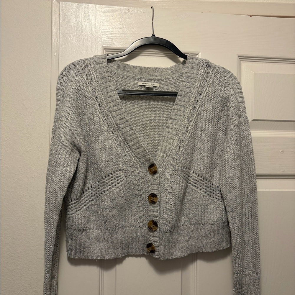 American Eagle Outfitters Gray Button-Up Cardigan